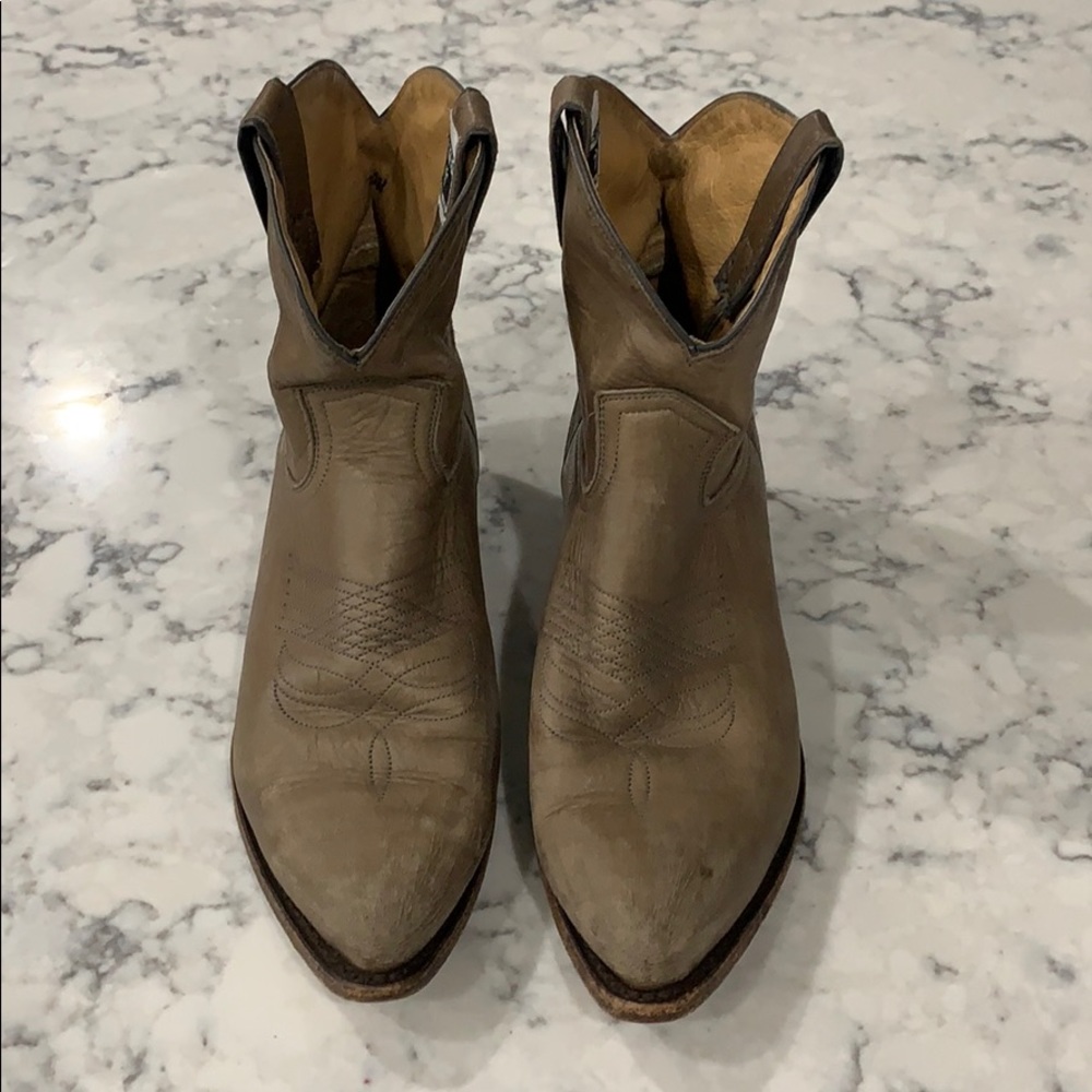 Tan and grey FRYE boots